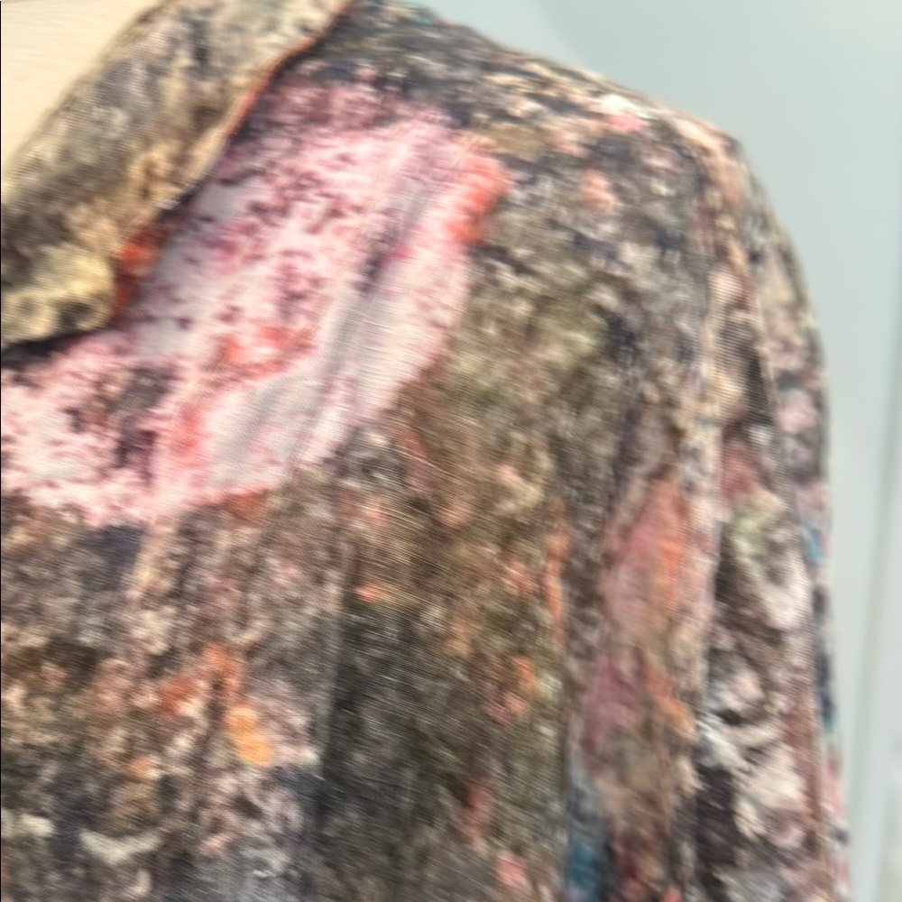 Multicolor Abstract Linen Patterned Kimono - Picture 2 of 6